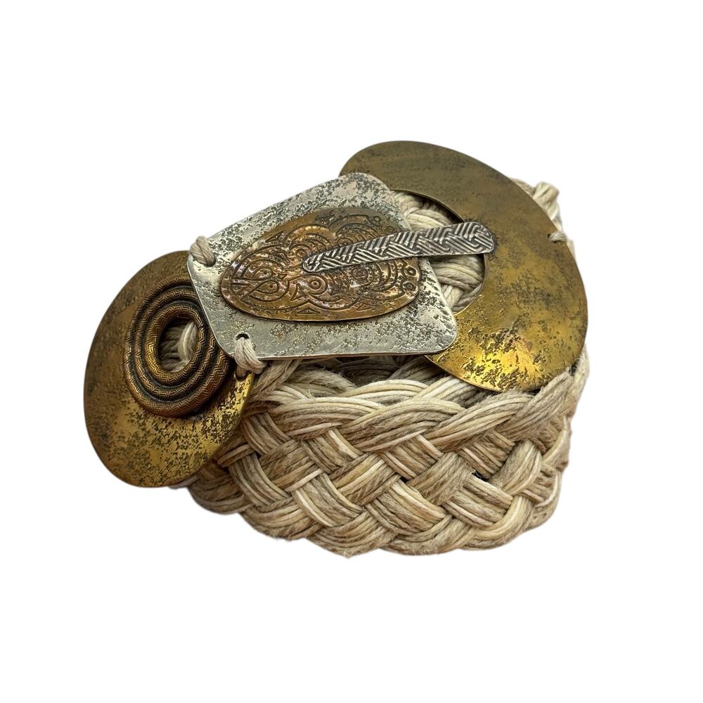 Woven Belt Womens Tan Braided Boho Festival Artisanal Cottagecore Hippie Folk